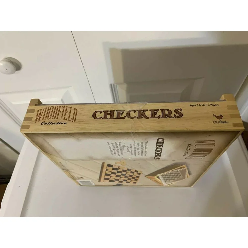 New Wood Checkers Set-Cardinal Industries 2002-‎ Woodfield Collection-Board Game